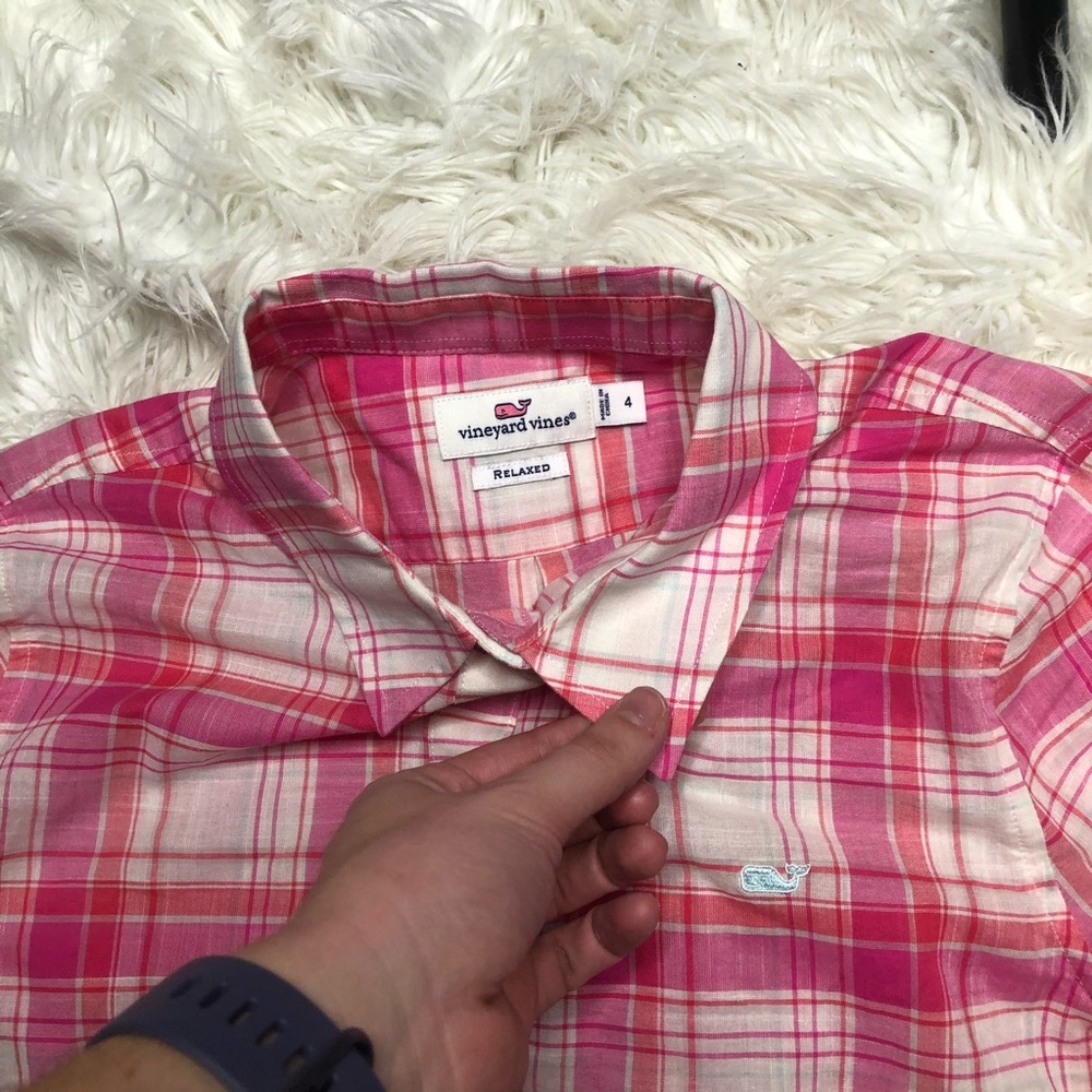 NWT vineyard vines plaid button up long sleeve top - Picture 3 of 3